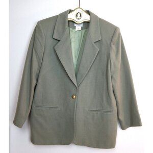 VINTAGE WOMEN S SAGE GREEN WOOL BLAZER JACKET - BLAIR - SIZE 10